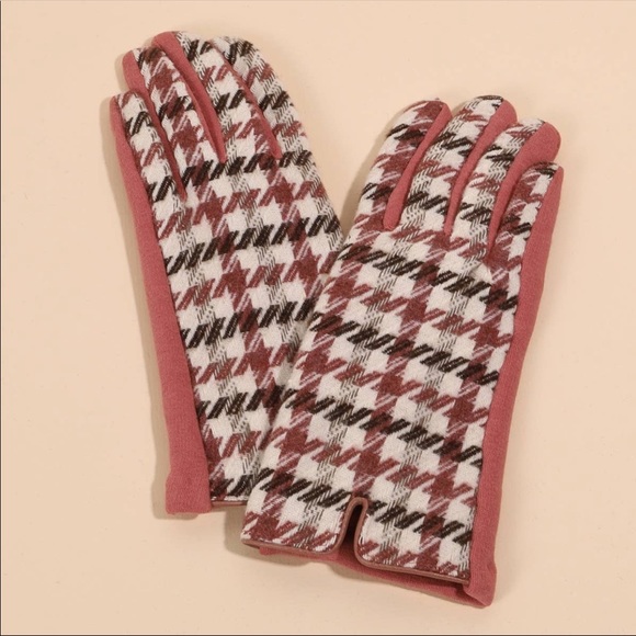 Houndstooth gloves with touchscreen finger - Picture 5 of 8